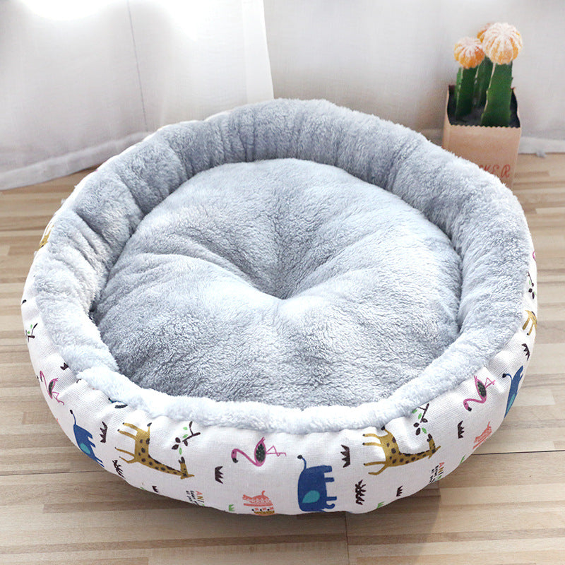 Furrcraft Calming Plush Pet Bed for Cats & Dogs – Soft Round Cozy Sleeping Nest