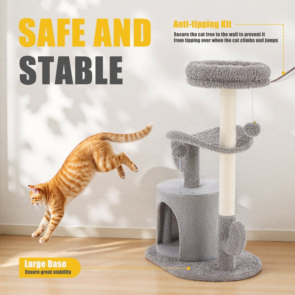 Furrcraft Cactus Cat Tree Tower with Scratching Post & Cozy Cat Condo