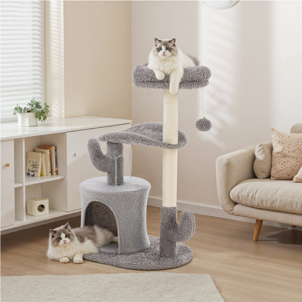Furrcraft Cactus Cat Tree Tower with Scratching Post & Cozy Cat Condo