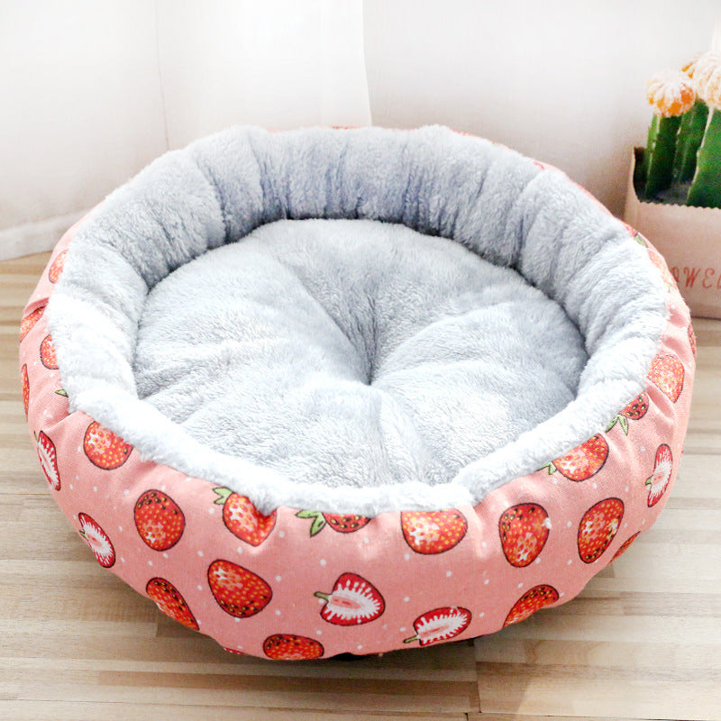 Furrcraft Calming Plush Pet Bed for Cats & Dogs – Soft Round Cozy Sleeping Nest
