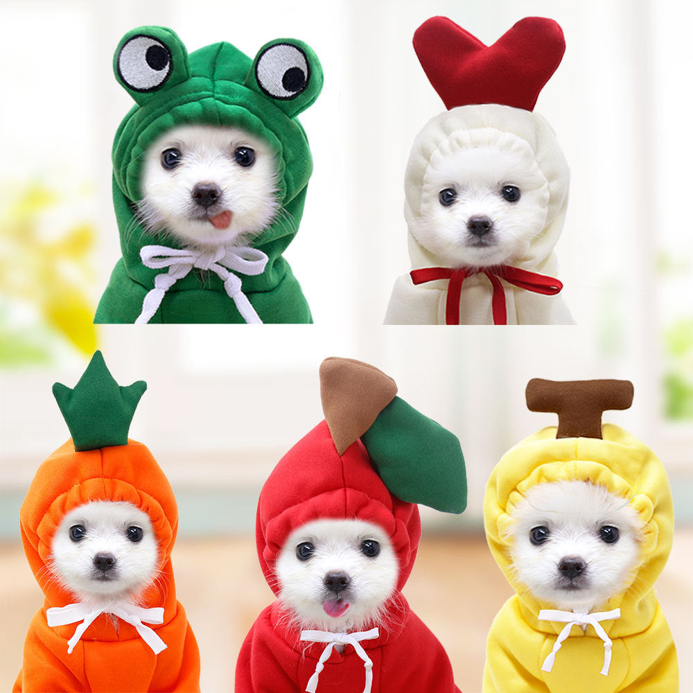 Furrcraft Cute Fruit Dog Hoodie – Warm Winter Fleece Pet Clothes for Small Dogs & Cats