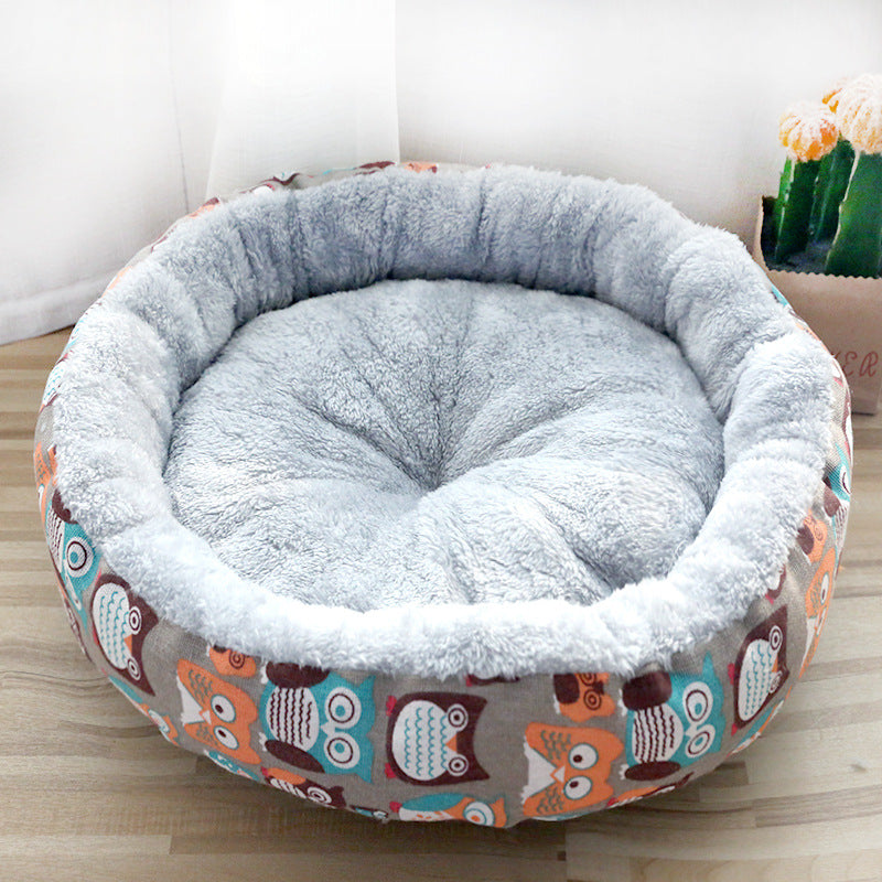 Furrcraft Calming Plush Pet Bed for Cats & Dogs – Soft Round Cozy Sleeping Nest