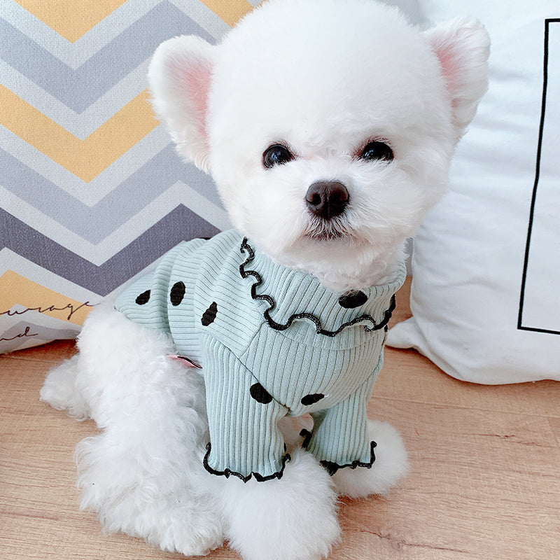 Furrcraft Polka Dot Dog Turtleneck Sweater – Soft Warm Pet Shirt for Small Dogs & Puppies