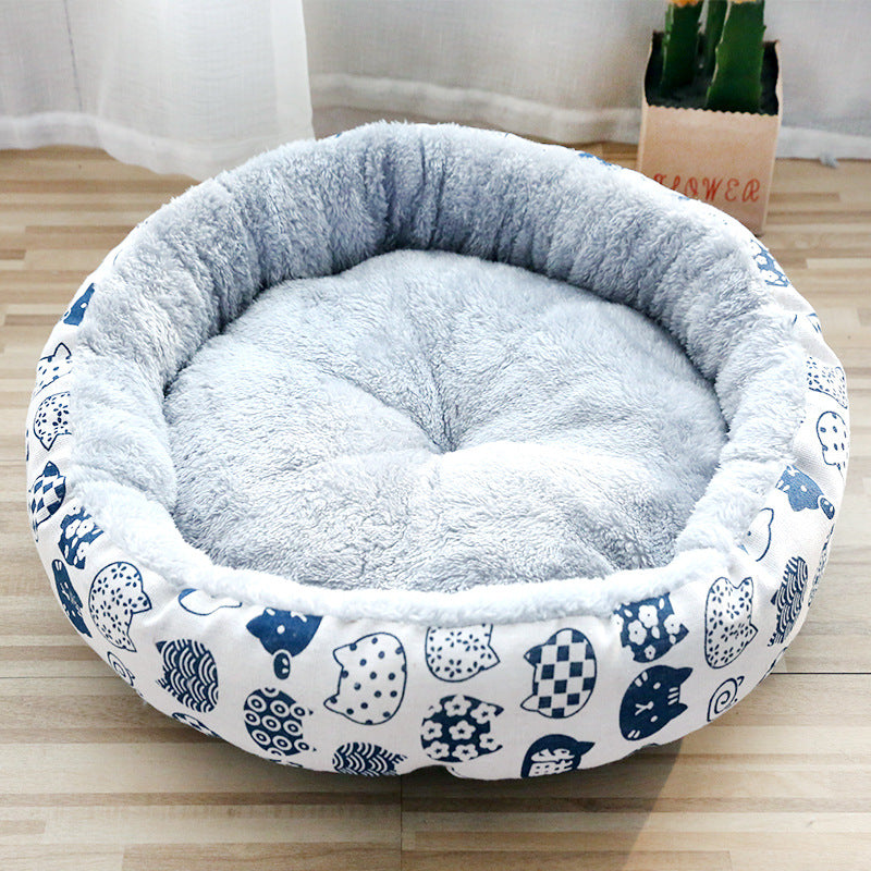 Furrcraft Calming Plush Pet Bed for Cats & Dogs – Soft Round Cozy Sleeping Nest