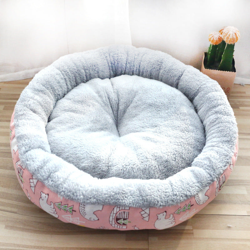 Furrcraft Calming Plush Pet Bed for Cats & Dogs – Soft Round Cozy Sleeping Nest