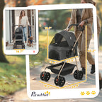 Furrcraft 3-in-1 Foldable Pet Stroller with Detachable Carrier & Storage Basket