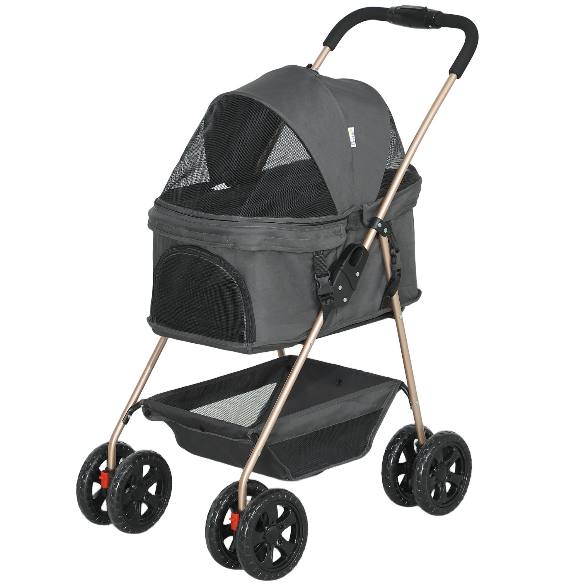 Furrcraft 3-in-1 Foldable Pet Stroller with Detachable Carrier & Storage Basket
