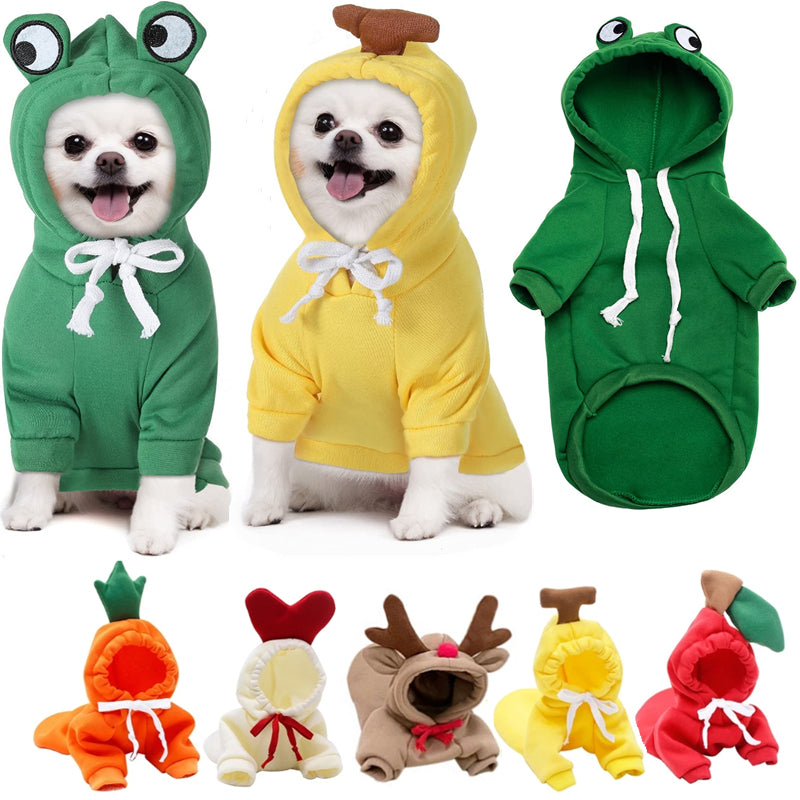Furrcraft Cute Fruit Dog Hoodie – Warm Winter Fleece Pet Clothes for Small Dogs & Cats
