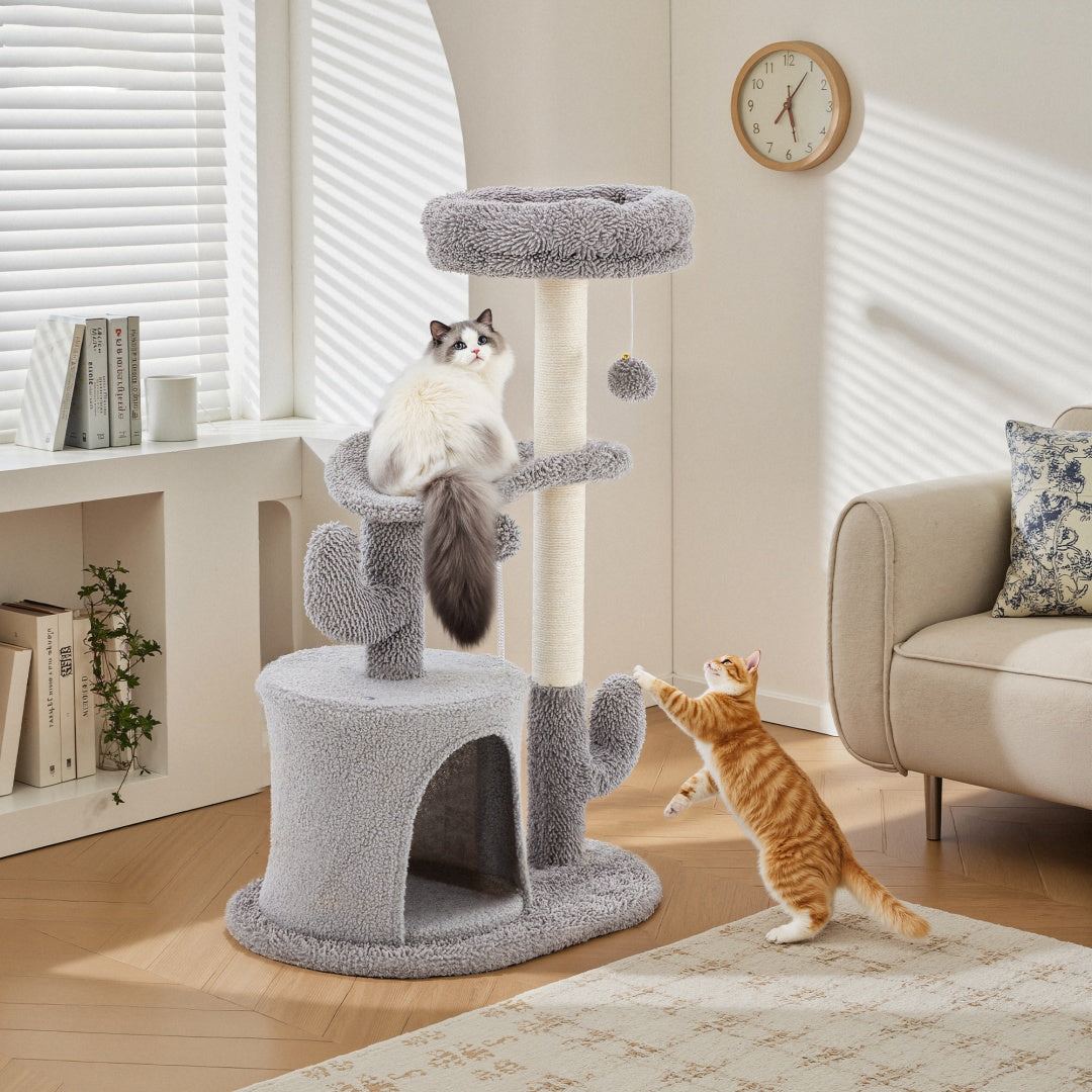 Furrcraft Cactus Cat Tree Tower with Scratching Post & Cozy Cat Condo