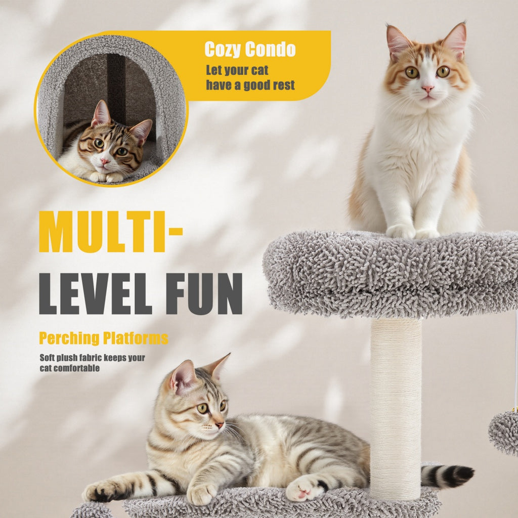 Furrcraft Cactus Cat Tree Tower with Scratching Post & Cozy Cat Condo